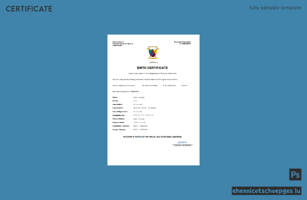Kamerunische Geburtsurkunde (Word- und PDF-Beispiel)